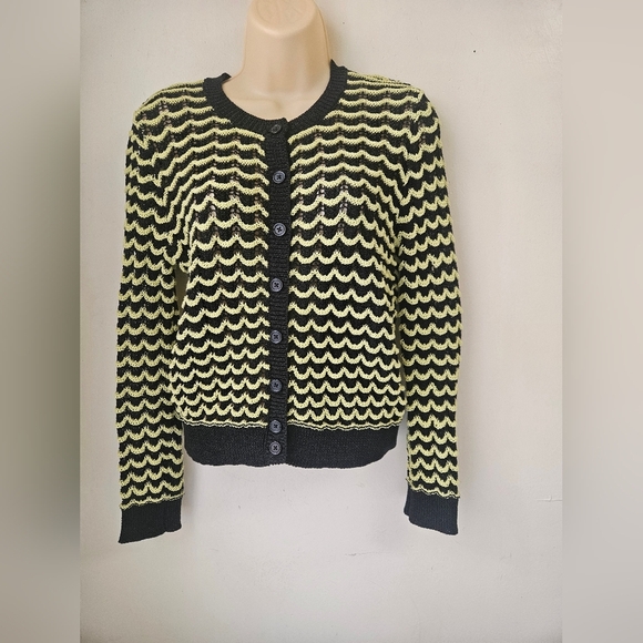 Zara-Cardigan Women's S Black And Lime 81%Cotton. - Picture 1 of 8